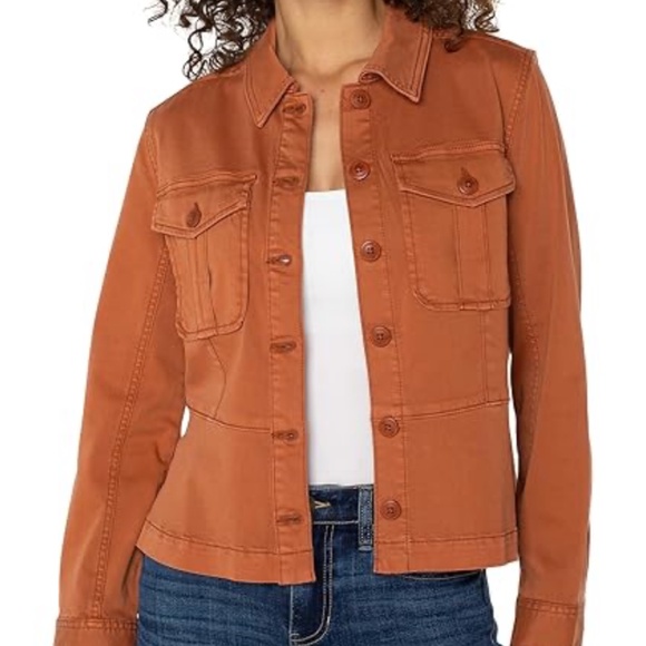 LIVERPOOL PEPLUM HEM TRUCKER JACKET NEW - Picture 1 of 7